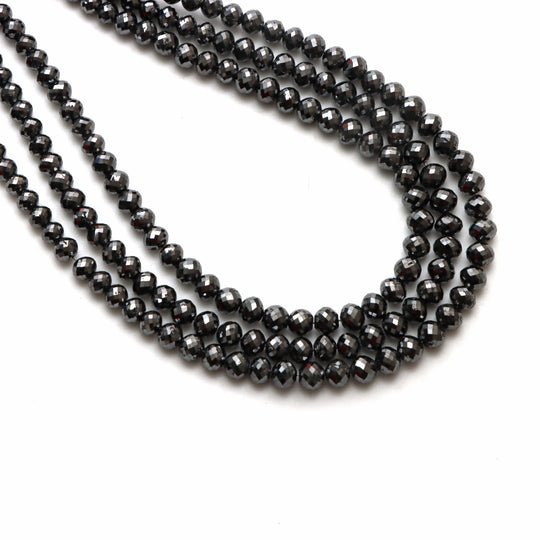 Black Diamond Faceted Rondelle Beads, 3.5 mm To 4.5 mm, Black Diamond Jewelry Making Beads, 15 Inches Full Strand, Price Per Strand