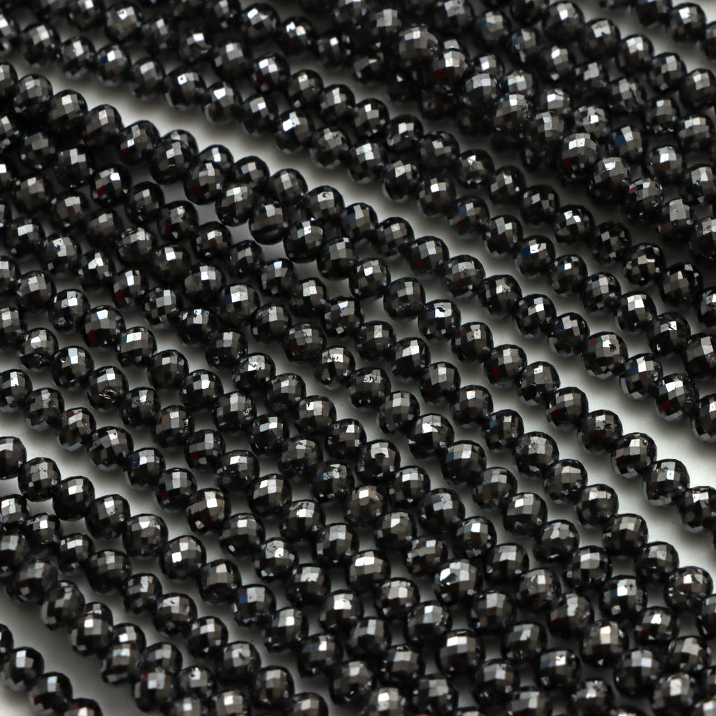 Black Diamond Faceted Rondelle Beads