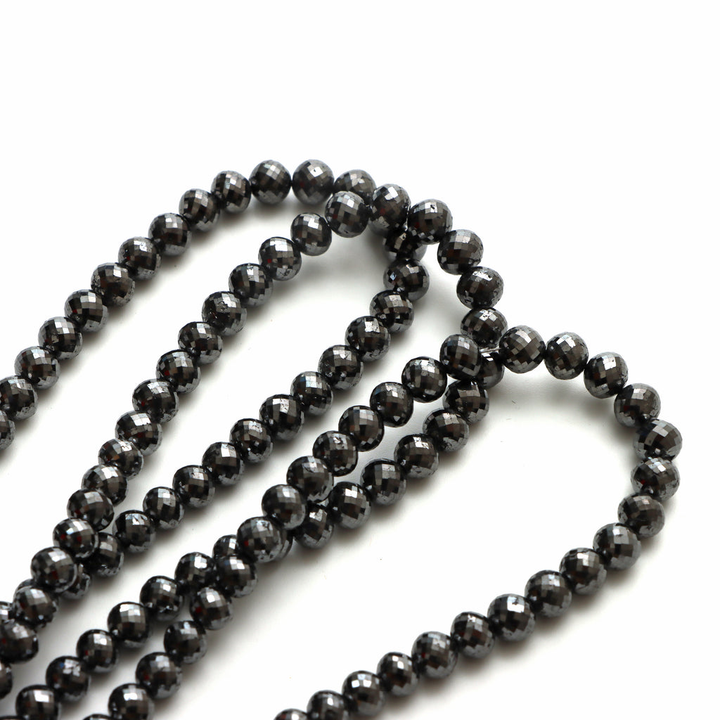 Black Diamond Faceted Rondelle Beads