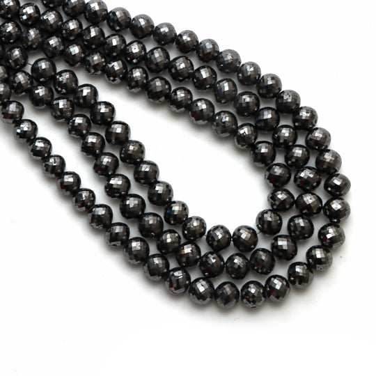 Black Diamond Faceted Rondelle Beads, 6 mm To 6.5 mm, Black Diamond Jewelry Making Beads, 16 Inches Full Strand, Price Per Strand