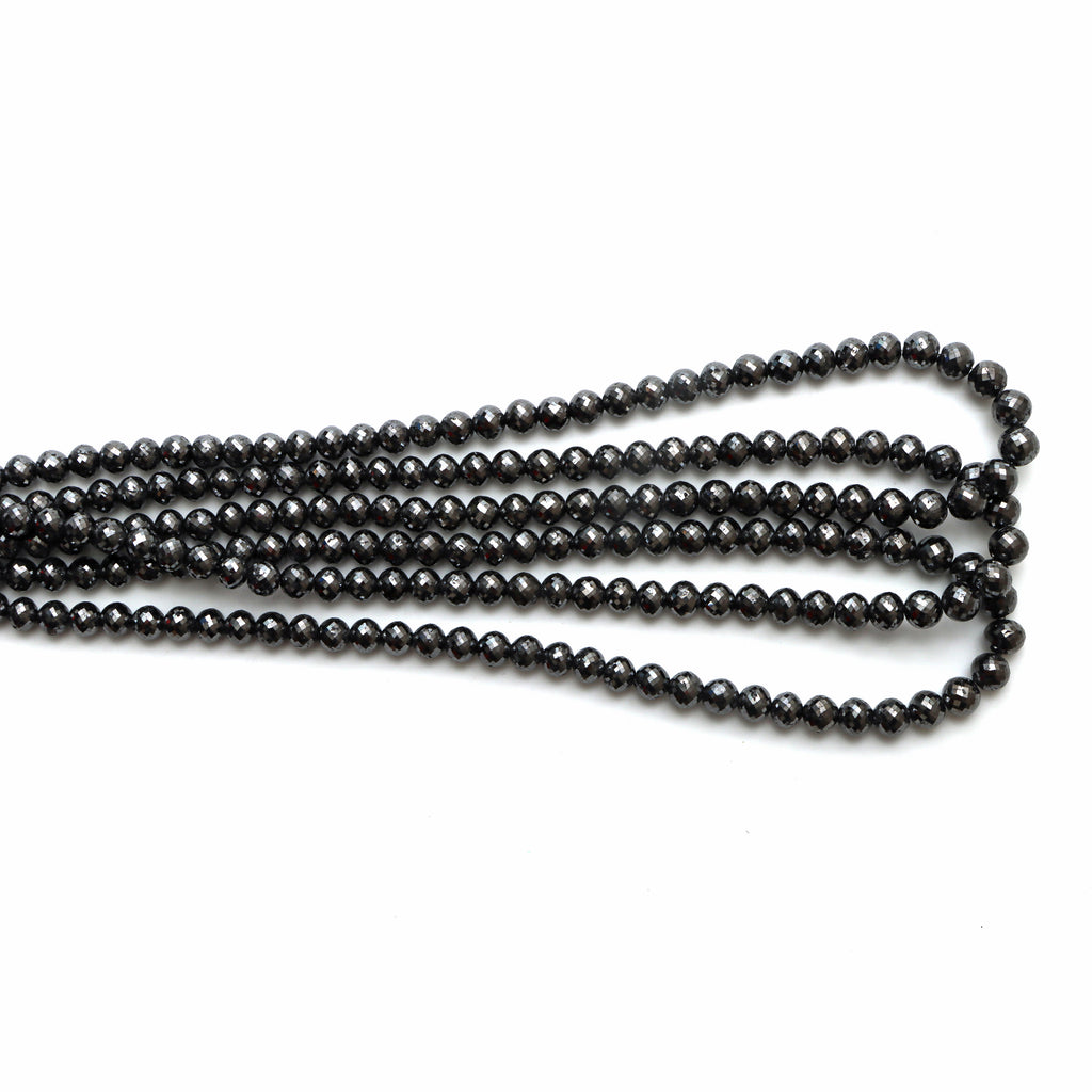 Black Diamond Faceted Rondelle Beads