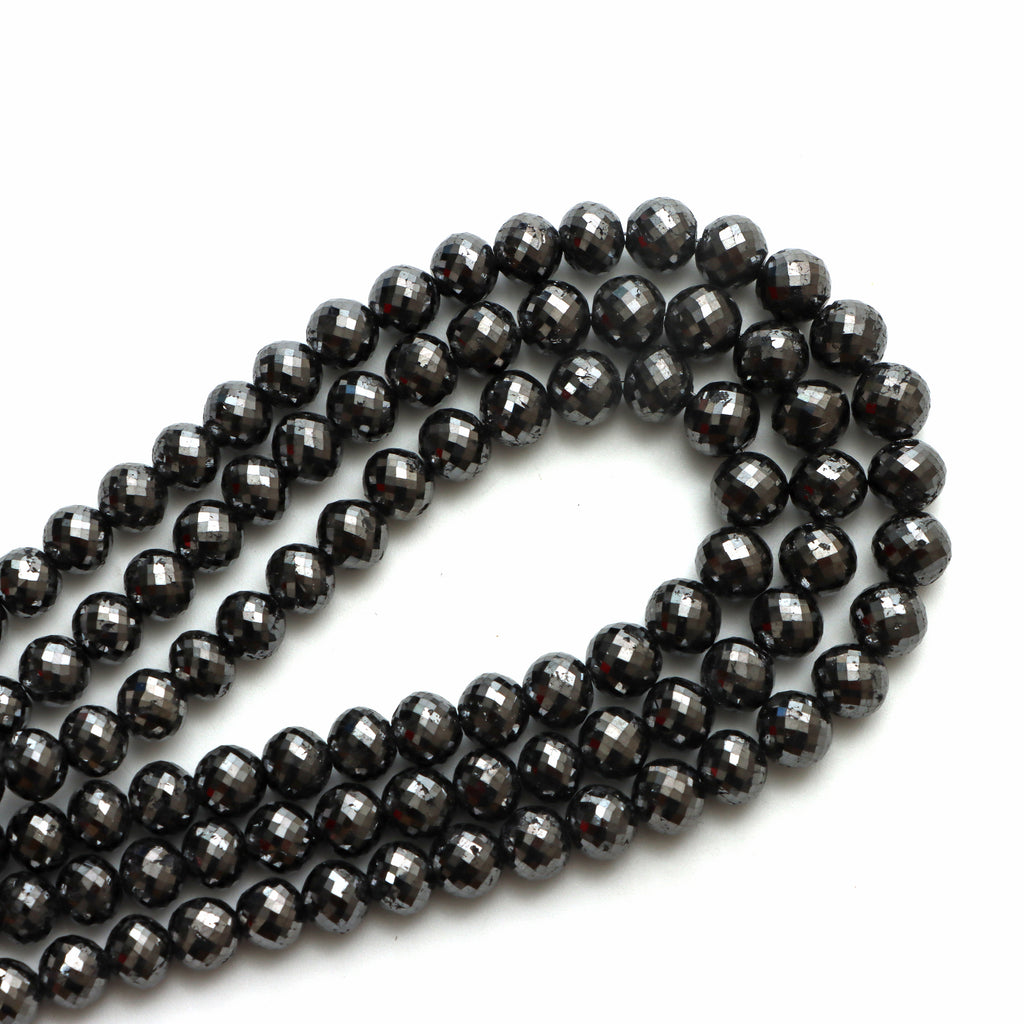 Black Diamond Faceted Rondelle Beads