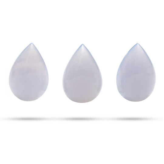 Blue Chalcedony Smooth Pear Cabochon Gemstone, 20x30 mm, Chalcedony Jewelry Making Gemstone, 3 Pieces