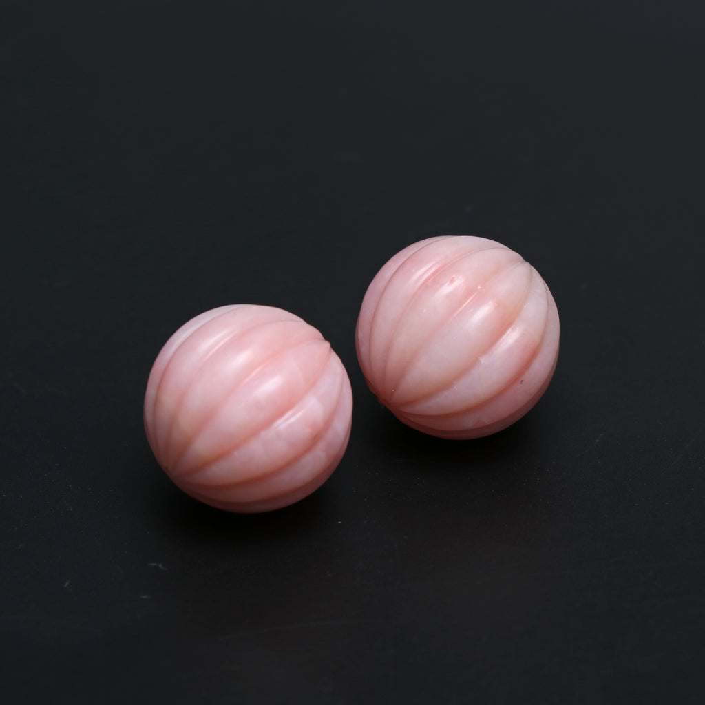 Natural Pink Opal Round Carving Loose Gemstone, 21 mm, Pink Opal Jewelry Handmade Gift for Women, Pair ( 2 Pieces ) - National Facets, Gemstone Manufacturer, Natural Gemstones, Gemstone Beads, Gemstone Carvings