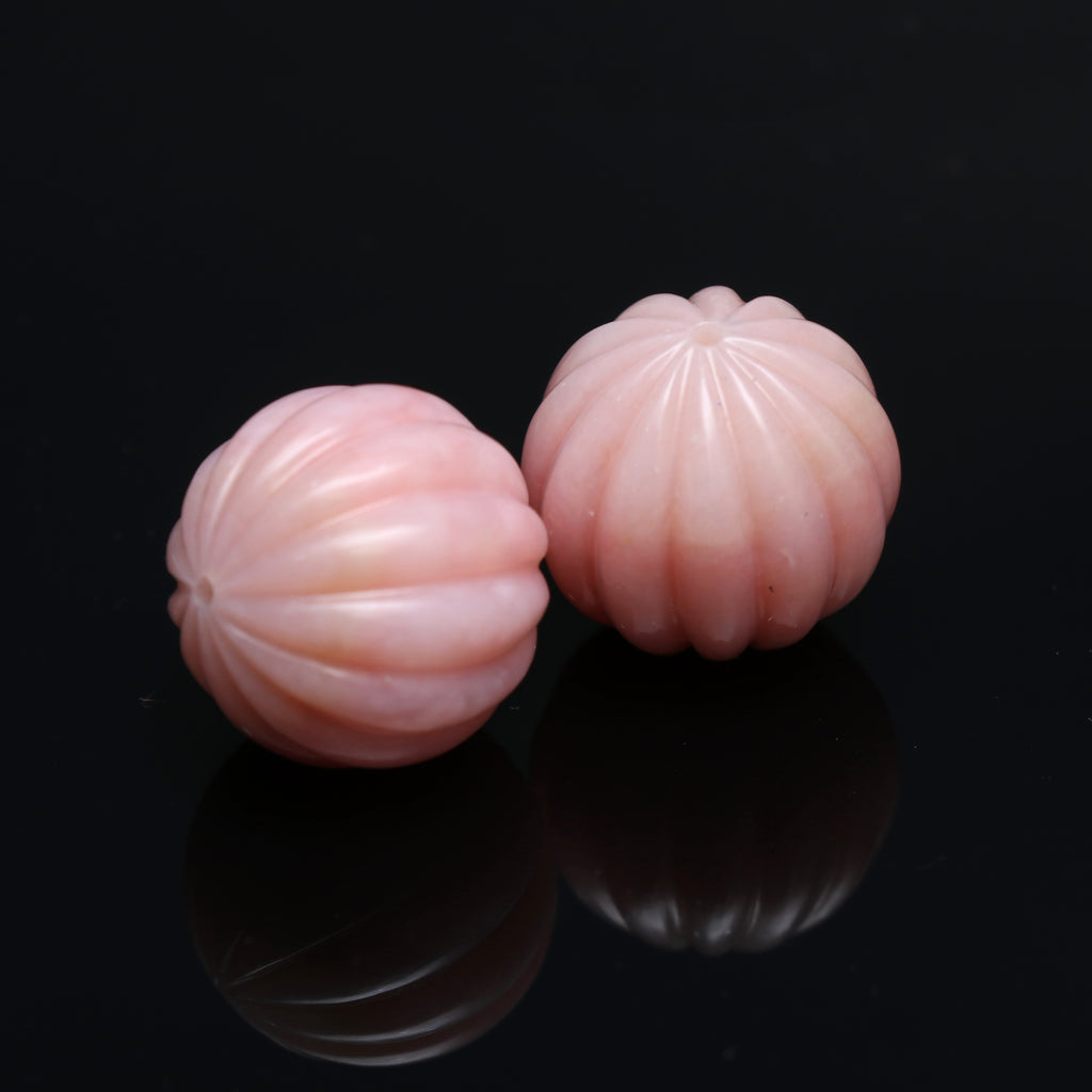 Natural Pink Opal Round Carving Loose Gemstone, 21 mm, Pink Opal Jewelry Handmade Gift for Women, Pair ( 2 Pieces ) - National Facets, Gemstone Manufacturer, Natural Gemstones, Gemstone Beads, Gemstone Carvings
