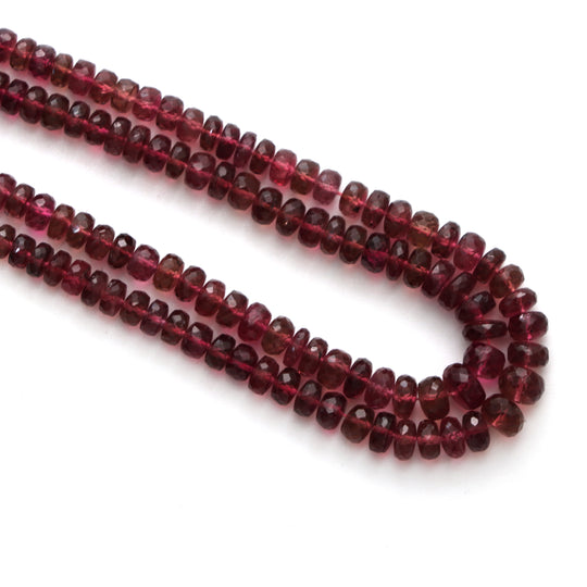 ルベライト トルマリン ファセット ロンデル ビーズ、4 mm ～ 5 mm、トルマリン ジュエリー メイキング ビーズ、15 インチ フル ストランド、1 ストランドあたりの価格