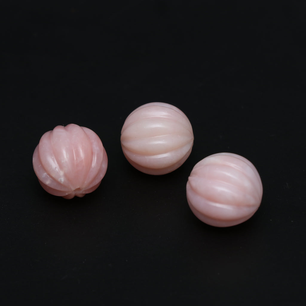 Pink Opal Carving Rondelle Drilled Loose Gemstone, 15.5 mm , Pink Opal Carving, Pink Opal Balls Jewelry Making Gemstone, 3 Pieces - National Facets, Gemstone Manufacturer, Natural Gemstones, Gemstone Beads, Gemstone Carvings