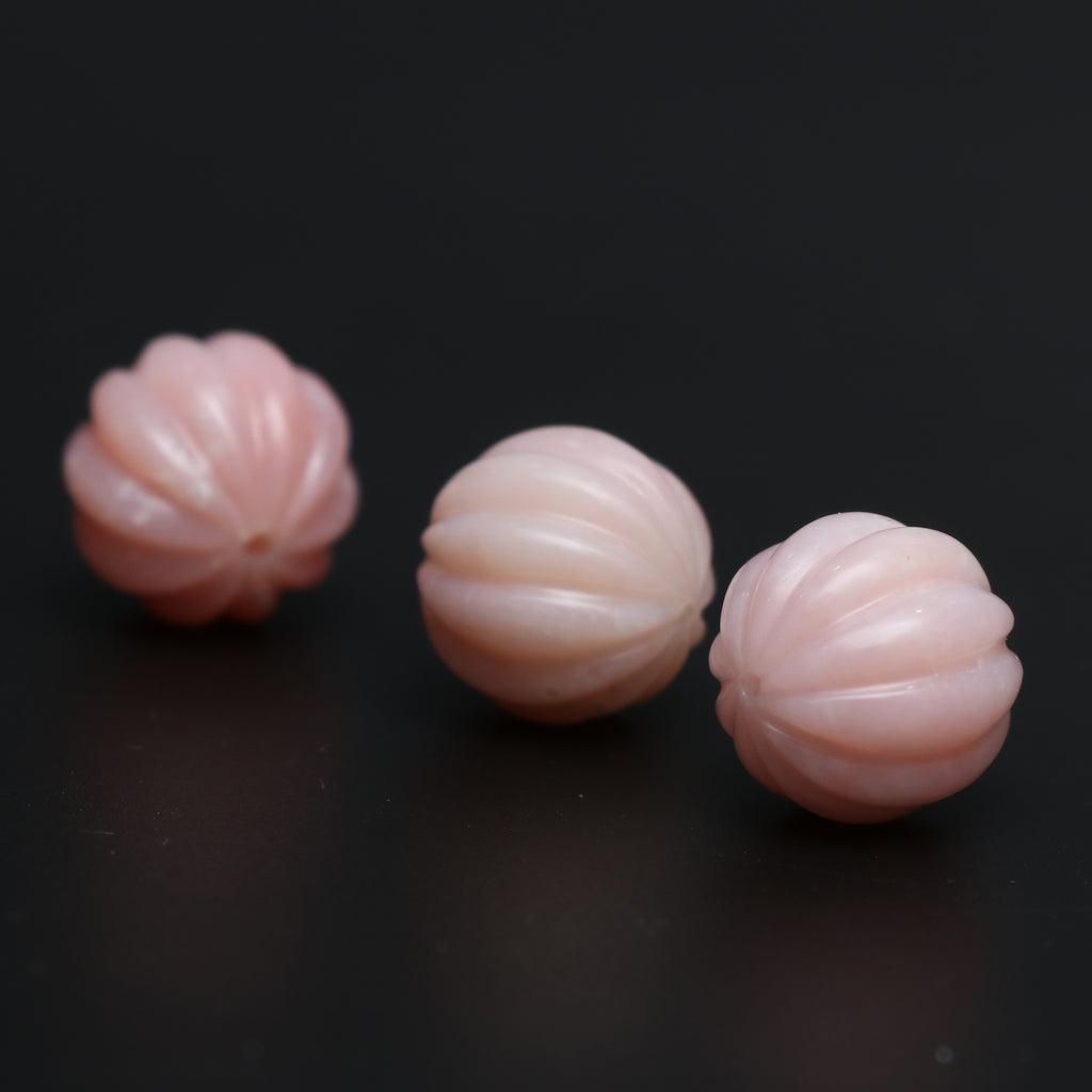 Pink Opal Carving Rondelle Drilled Loose Gemstone, 15.5 mm , Pink Opal Carving, Pink Opal Balls Jewelry Making Gemstone, 3 Pieces - National Facets, Gemstone Manufacturer, Natural Gemstones, Gemstone Beads, Gemstone Carvings