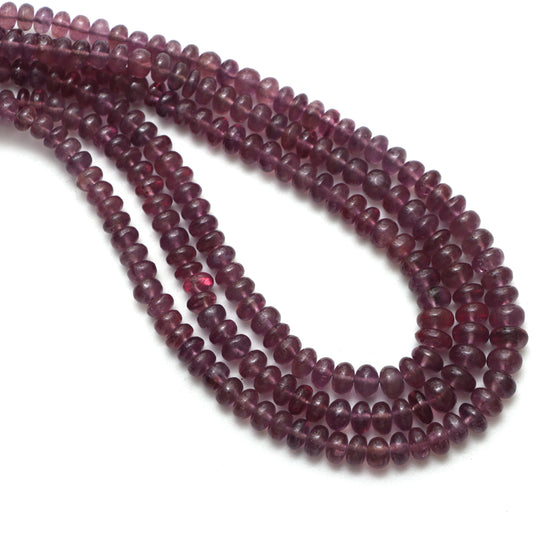 ルビー スムース ロンデル ビーズ、4 mm ～ 7 mm、ルビー ジュエリー メイキング ビーズ、18 インチ フル ストランド、1 ストランドあたりの価格