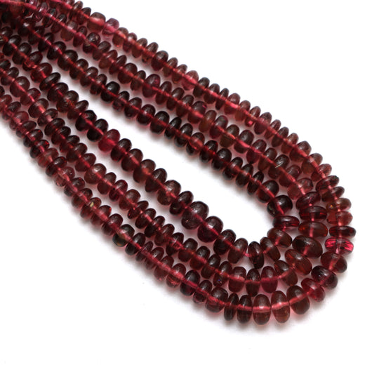 ルベライト トルマリン スムース ロンデル ビーズ、2.5mm ～ 6mm、トルマリン ジュエリー メイキング ビーズ、18 インチ フル ストランド、1 ストランドあたりの価格