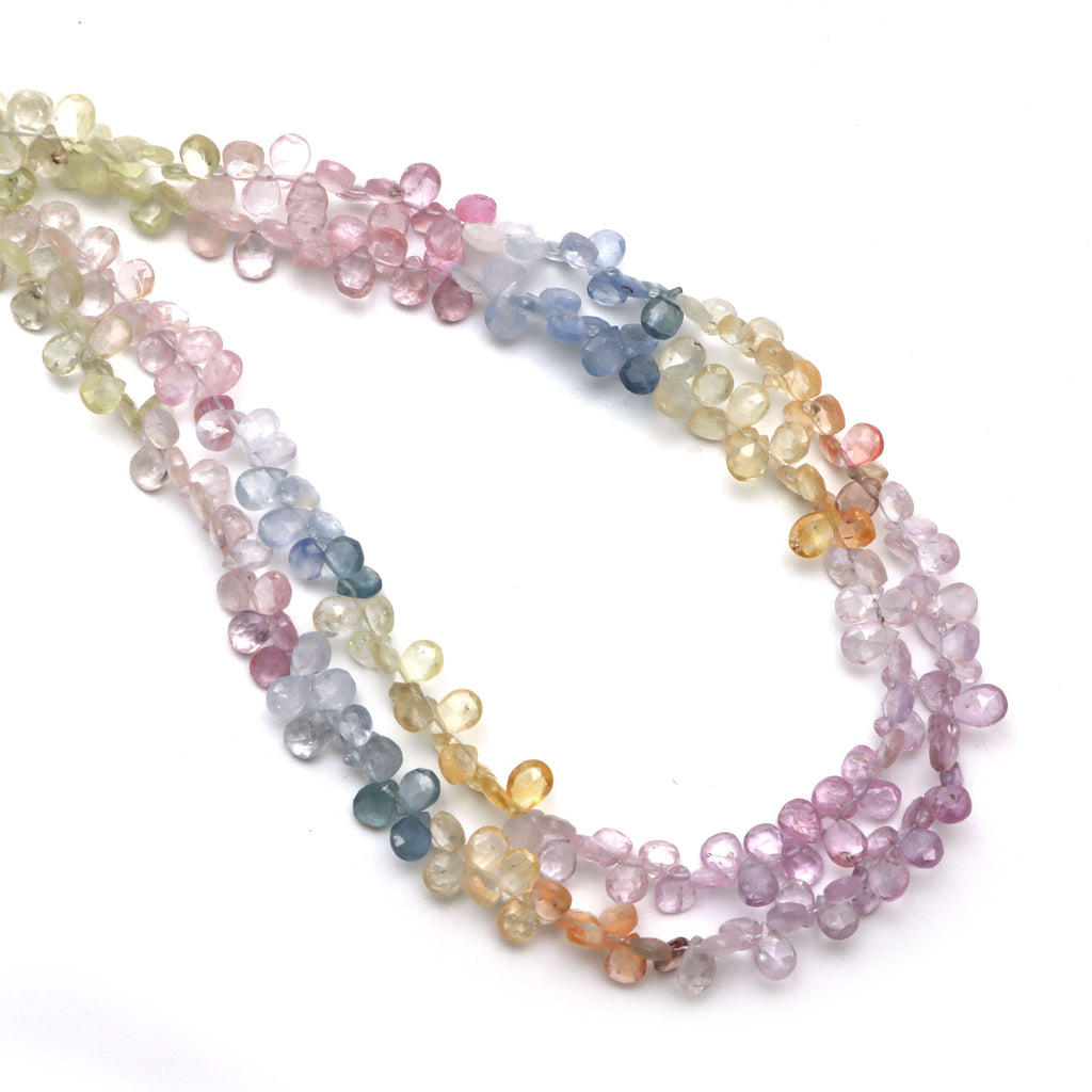 Multi Sapphire Faceted Pear Beads