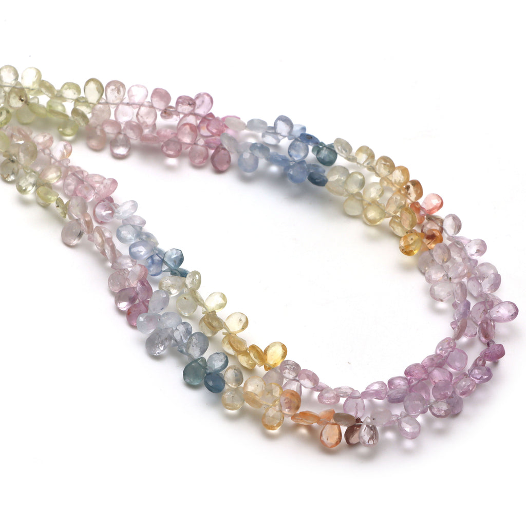 Multi Sapphire Faceted Pear Beads