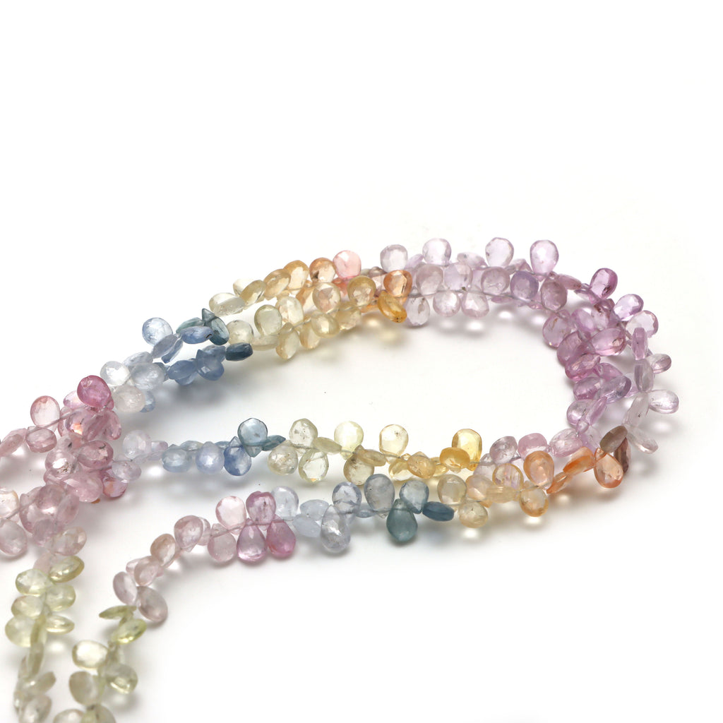 Multi Sapphire Faceted Pear Beads