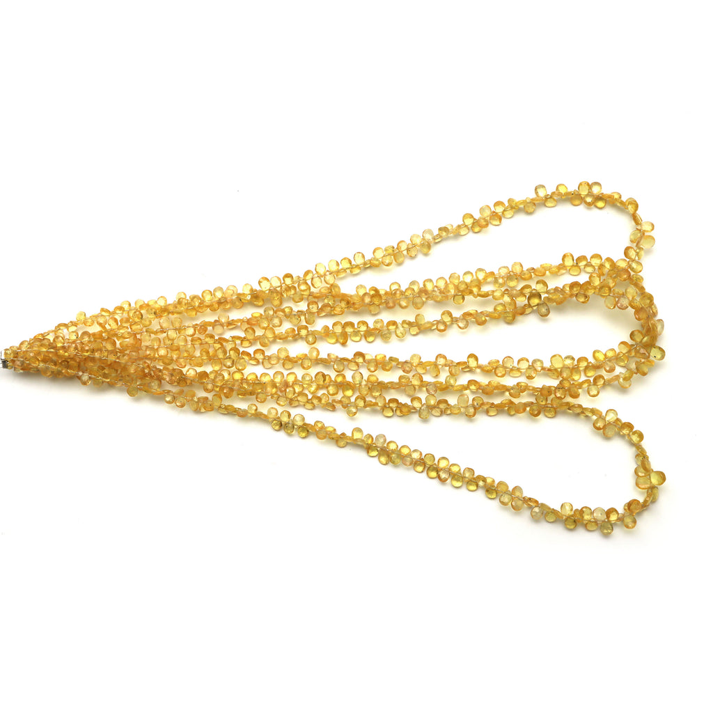 Yellow Sapphire Faceted Pear Beads
