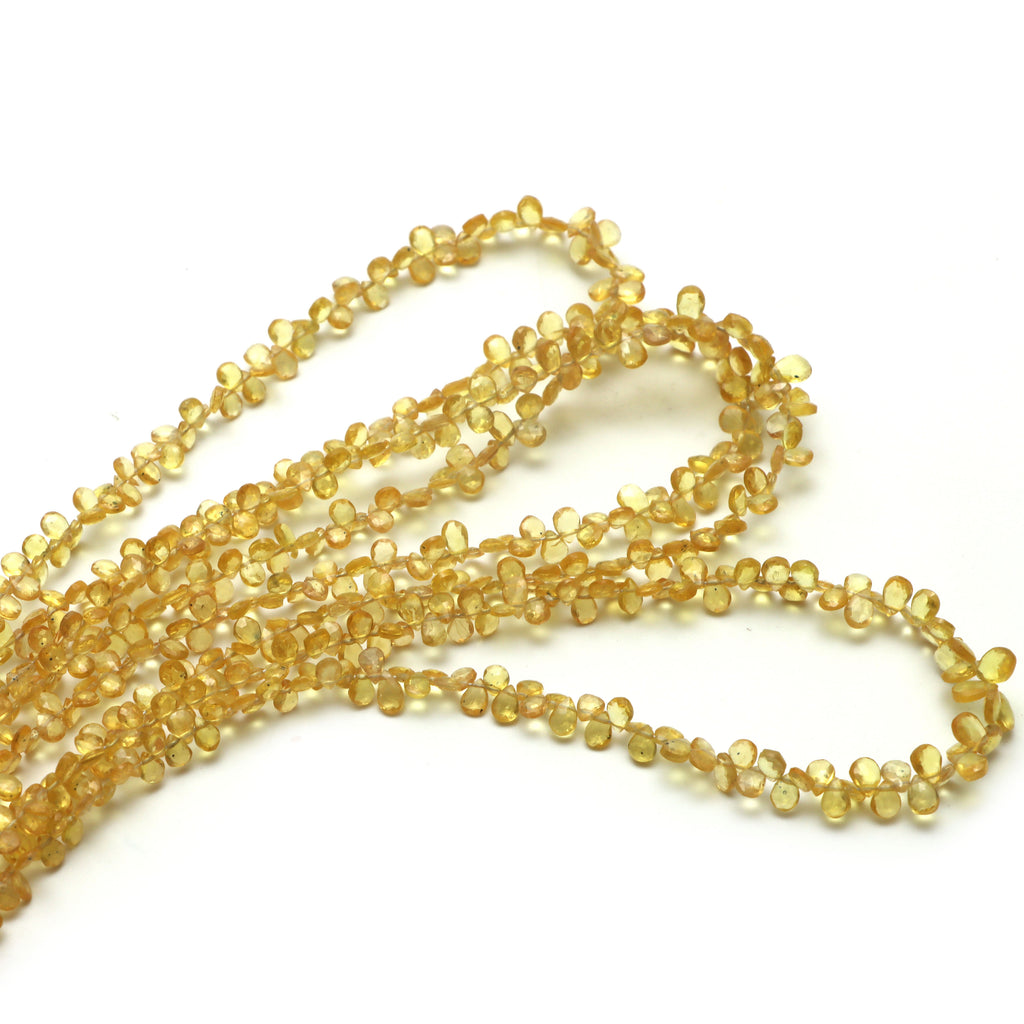 Yellow Sapphire Faceted Pear Beads