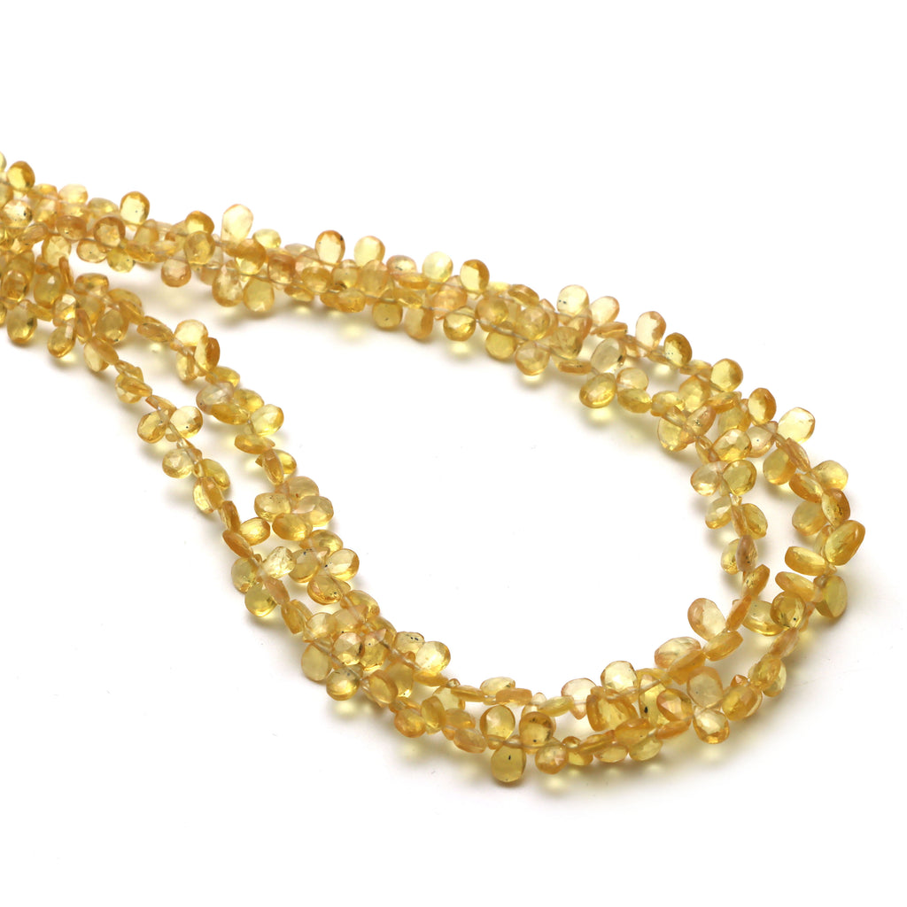 Yellow Sapphire Faceted Pear Beads