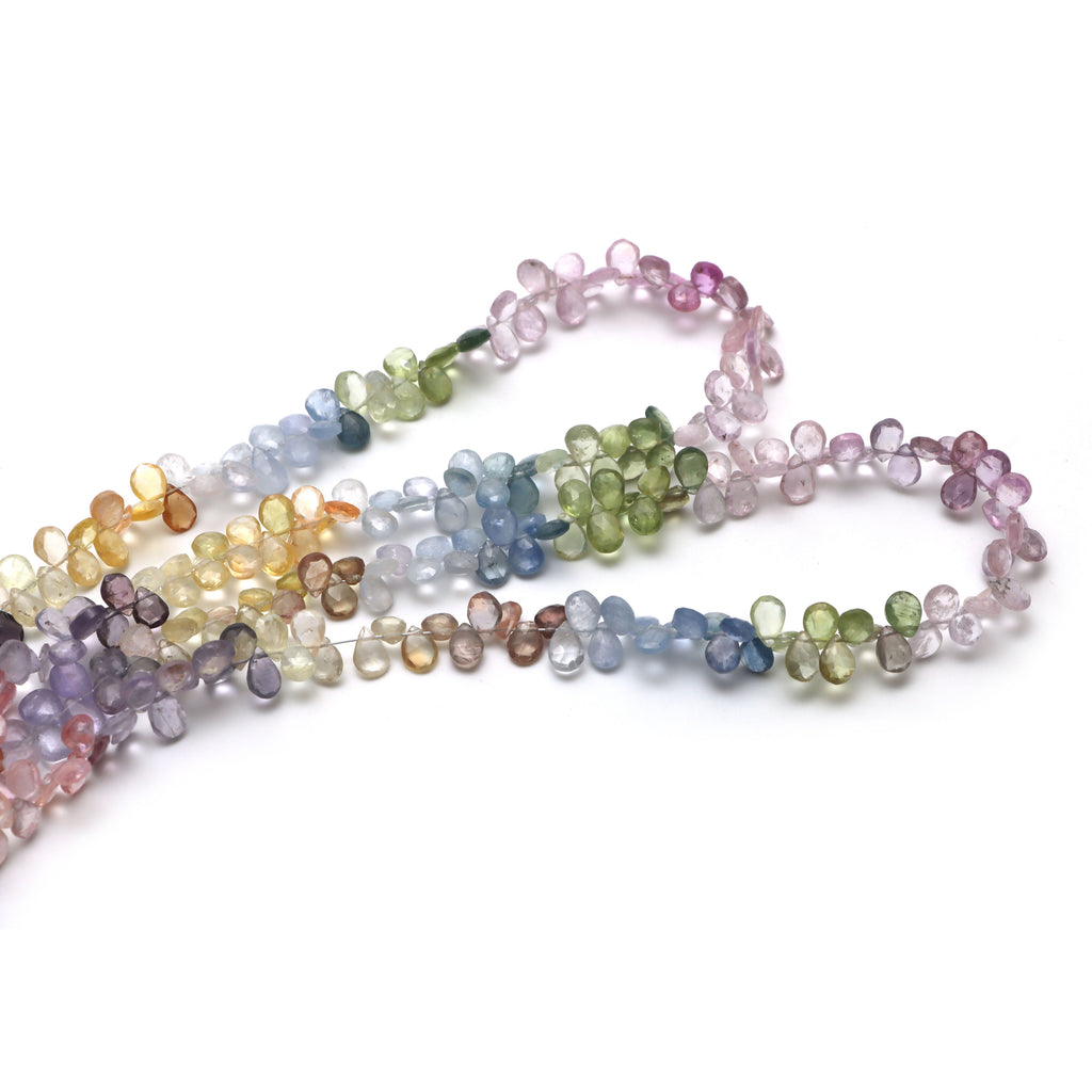 Multi Sapphire Faceted Pear Beads
