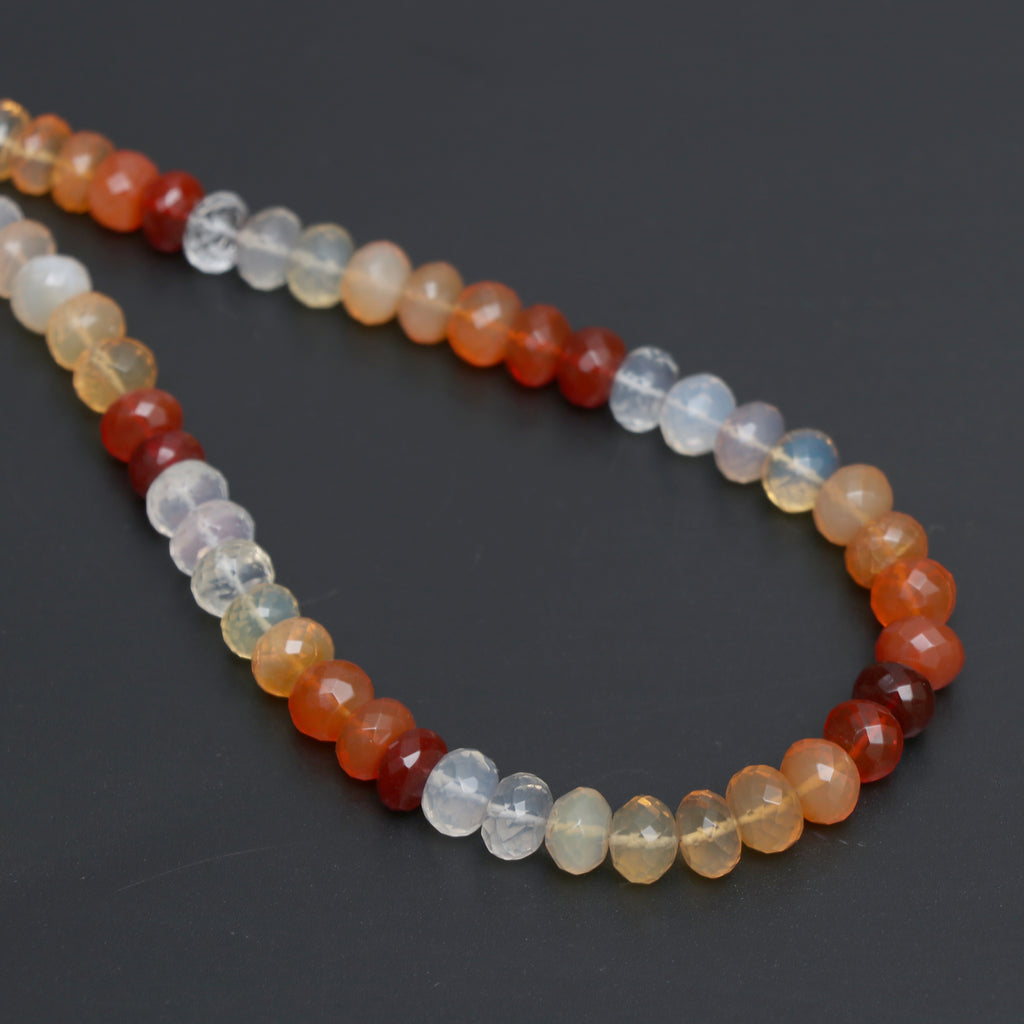 Natural Mexican Fire Opal Shaded Faceted Rondelle Beads | 8 mm | Fire Opal Beads | 18 Inch Full strand | Price Per Strand - National Facets, Gemstone Manufacturer, Natural Gemstones, Gemstone Beads, Gemstone Carvings