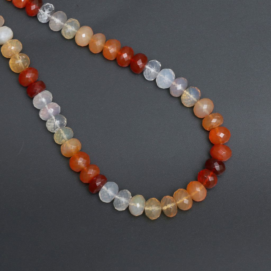 Natural Mexican Fire Opal Shaded Faceted Rondelle Beads | 8 mm | Fire Opal Beads | 18 Inch Full strand | Price Per Strand - National Facets, Gemstone Manufacturer, Natural Gemstones, Gemstone Beads, Gemstone Carvings