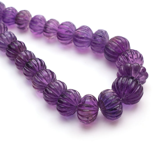 Amethyst Carving Rondelle Beads, 10 mm to 22 mm, Amethyst Jewelry Making Beads, 20 Inches Full Strand, Price Per Strand