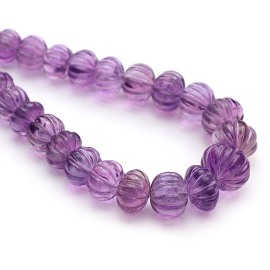Amethyst Carving Rondelle Beads, 10 mm to 17.5 mm, Amethyst Jewelry Making Beads, 19 Inches Full Strand, Price Per Strand