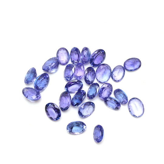 Natural Tanzanite Faceted Oval Loose Gemstone, 6x8 mm to 7x9 mm, Tanzanite , 26 Pieces