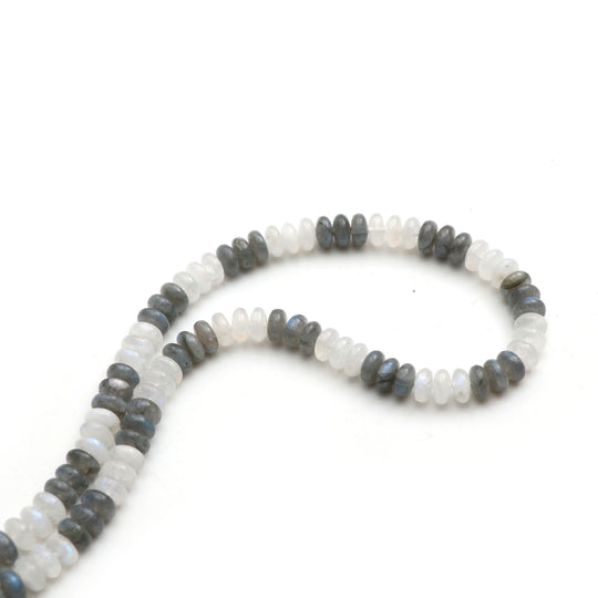 Rainbow Moonstone + Labradorite Smooth Rondelle Beads, 8 mm, Moonstone & Labradorite Jewelry Making Beads, 16 Inches Full Strand , Price Per Strand