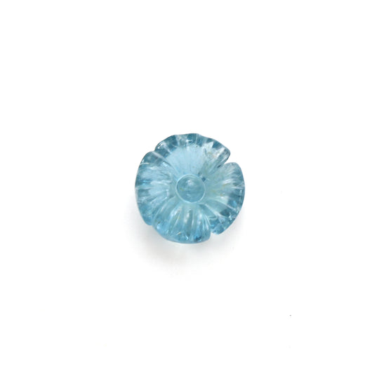 Natural Aquamarine Flower Carving Loose Gemstone, 13x13mm, Aquamarine Jewelry Handmade Gift for Women, 1 Piece