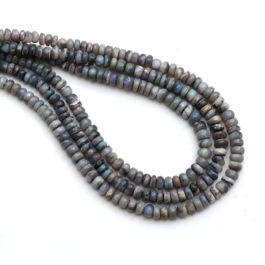 Australian Opal Smooth Rondelle Beads, 4.5 mm to 5.5 mm, Opal Jewelry Making Beads, 18 Inches Full Strand, Price Per Strand