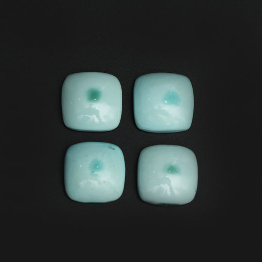 Natural Turquoise Smooth Cushion Cabochon Loose Gemstone, 16x16 mm, Turquoise Handmade Jewelry Gift For Her, Set of 4 Pieces
