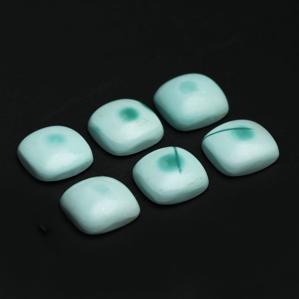Natural Turquoise Smooth Cushion Cabochon Loose Gemstone, 14x14 mm, Turquoise Handmade Jewelry Gift For Her, Set of 6 Pieces - National Facets, Gemstone Manufacturer, Natural Gemstones, Gemstone Beads