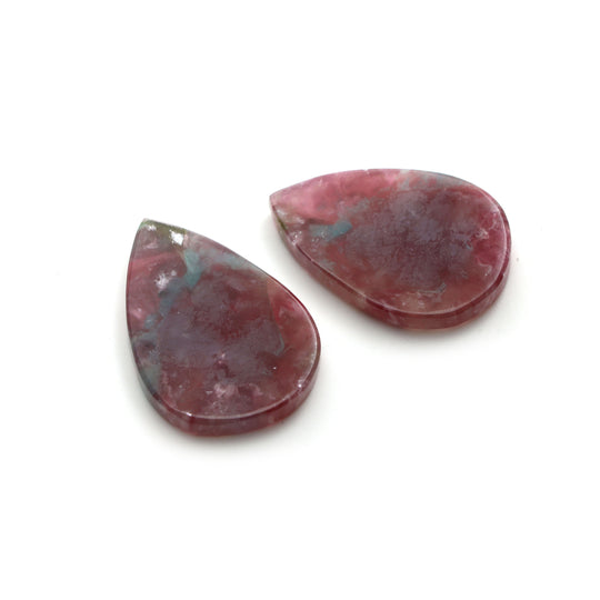 超希少天然パライバトルマリン スムースペアスライス ルースジェムストーン、30x43 mm、ジュエリーメイキングジェムストーン、ペア（2個）