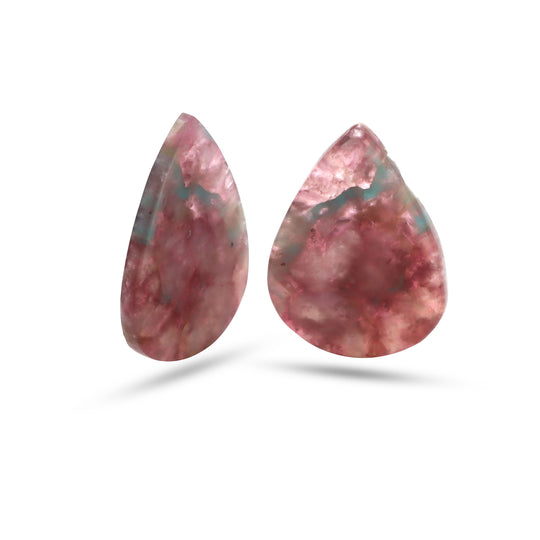 超希少天然パライバトルマリン スムースペアスライス ルースジェムストーン、35x49 mm、ジュエリーメイキングジェムストーン、ペア（2個）