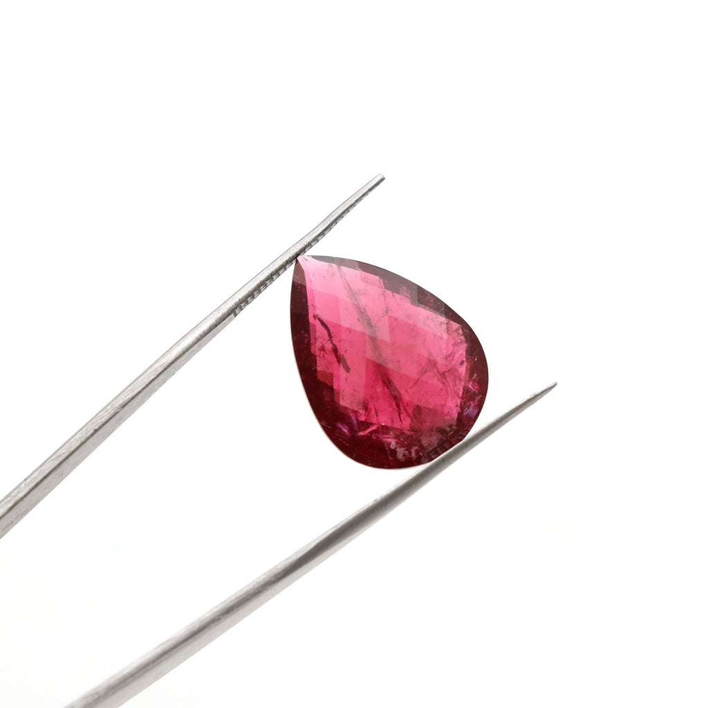 Natural Rubelite Faceted Pear Loose Gemstone, 16x22  mm, Rubelite Jewelry Handmade Gift For Women, 1 Piece - National Facets, Gemstone Manufacturer, Natural Gemstones, Gemstone Beads