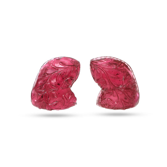 Natural Tourmaline Fancy Carving Loose Gemstone, 25x32 mm, Tourmaline Jewelry Making Gemstone, Pair ( 2 Pieces )