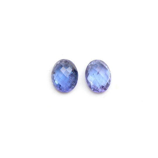 Natural Tanzanite Faceted Oval Loose Gemstone, 8x10 mm, Tanzanite , 1 Pair