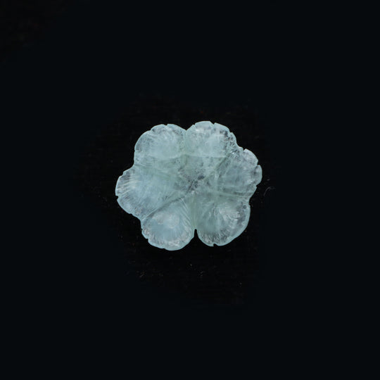 Natural Aquamarine Flower Carving Loose Gemstone, 14.5x17 mm, Aquamarine Jewelry Making Gemstone, 1 Piece