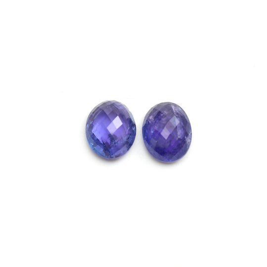 Natural Tanzanite Faceted Oval Loose Gemstone, 10x12 mm, Tanzanite , 1 Pair
