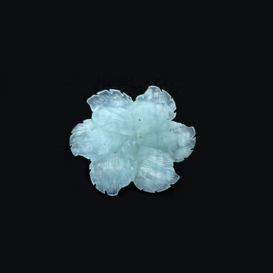 Natural Aquamarine Flower Carving Loose Gemstone, 21.5x25.5 mm, Aquamarine Jewelry Making Gemstone, 1 Piece
