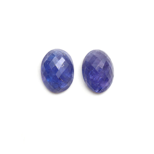 Natural Tanzanite Faceted Oval Loose Gemstone, 12x16 mm, Tanzanite , 1 Pair