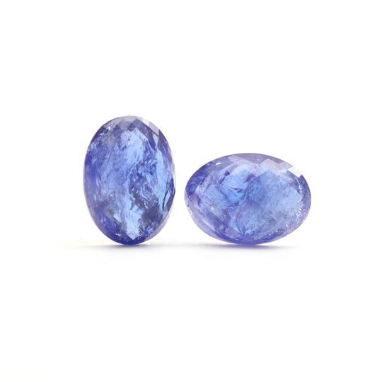 Natural Tanzanite Faceted Oval Loose Gemstone, 13x18 mm, Tanzanite , 1 Pair