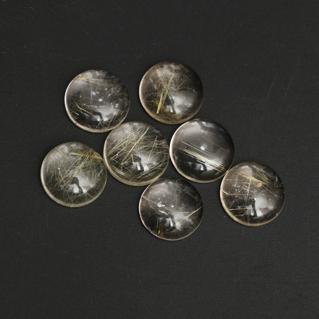 Natural Golden Rutile Smooth Round Loose Gemstone, 15x15 mm, Golden Rutile Handmade Gift for Women, Set of 7 Pieces - National Facets, Gemstone Manufacturer, Natural Gemstones, Gemstone Beads
