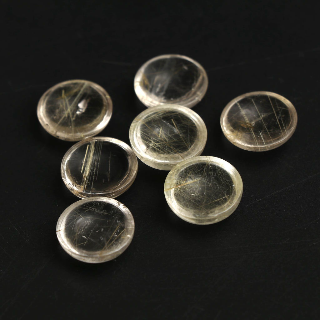 Natural Golden Rutile Smooth Round Loose Gemstone, 15x15 mm, Golden Rutile Handmade Gift for Women, Set of 7 Pieces - National Facets, Gemstone Manufacturer, Natural Gemstones, Gemstone Beads