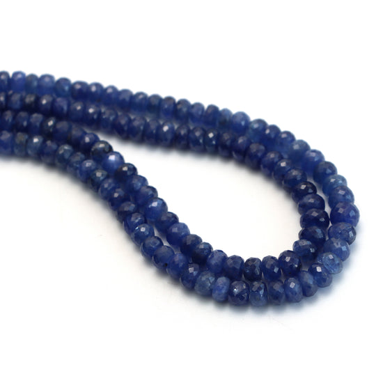 Blue Sapphire Faceted Rondelle Beads, 5 mm to 7 mm, Blue Sapphire Jewelry Making Beads, 18 Inches Full Strand, Price Per Strand