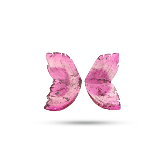 Natural Tourmaline Wings Carving Loose Gemstone, 10x21 mm, Tourmaline Jewelry Making Gemstone, Pair ( 2 Pieces )