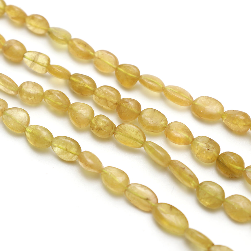 Yellow Tourmaline Smooth Tumble Beads, 5x6 mm to 8x10 mm, Tourmaline Jewelry Gift For Women, 18 Inch Full Strand, Price Per Strand - National Facets, Gemstone Manufacturer, Natural Gemstones, Gemstone Beads, Gemstone Carvings