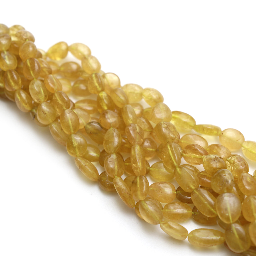 Yellow Tourmaline Smooth Tumble Beads, 5x6 mm to 8x10 mm, Tourmaline Jewelry Gift For Women, 18 Inch Full Strand, Price Per Strand - National Facets, Gemstone Manufacturer, Natural Gemstones, Gemstone Beads, Gemstone Carvings