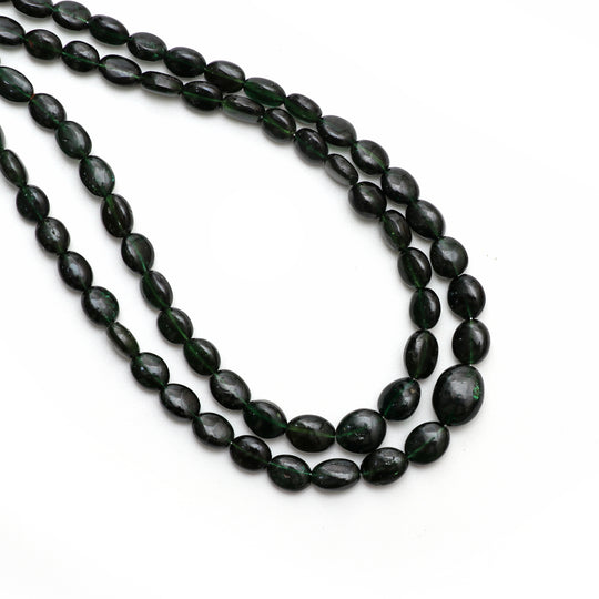 Chrome Tourmaline Smooth Tumble Beads, 5x6 mm to 7x9 mm, Chrome Tourmaline Jewelry Making Beads, Plain Tourmaline Tumble, 18 Inches Full Strand, Price Per Strand