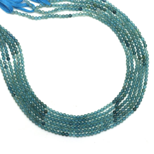 Blue Tourmaline Faceted Round Balls Beads, 2.5 mm, Blue Tourmaline Jewelry Making Beads, 12.5 Inches Full Strand, Price Per Strand