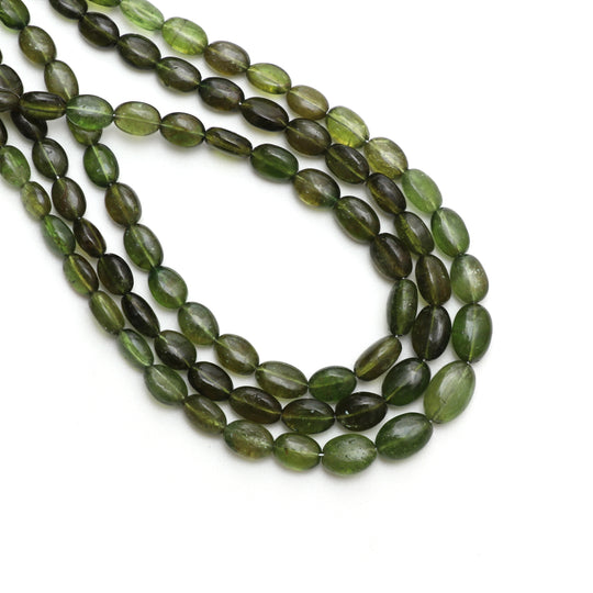 Chrome Tourmaline Smooth Tumble Beads, 5x6 mm to 6.5x9 mm, Chrome Tourmaline Jewelry Making Beads, Plain Tourmaline Tumble, 18 Inches Full Strand, Price Per Strand
